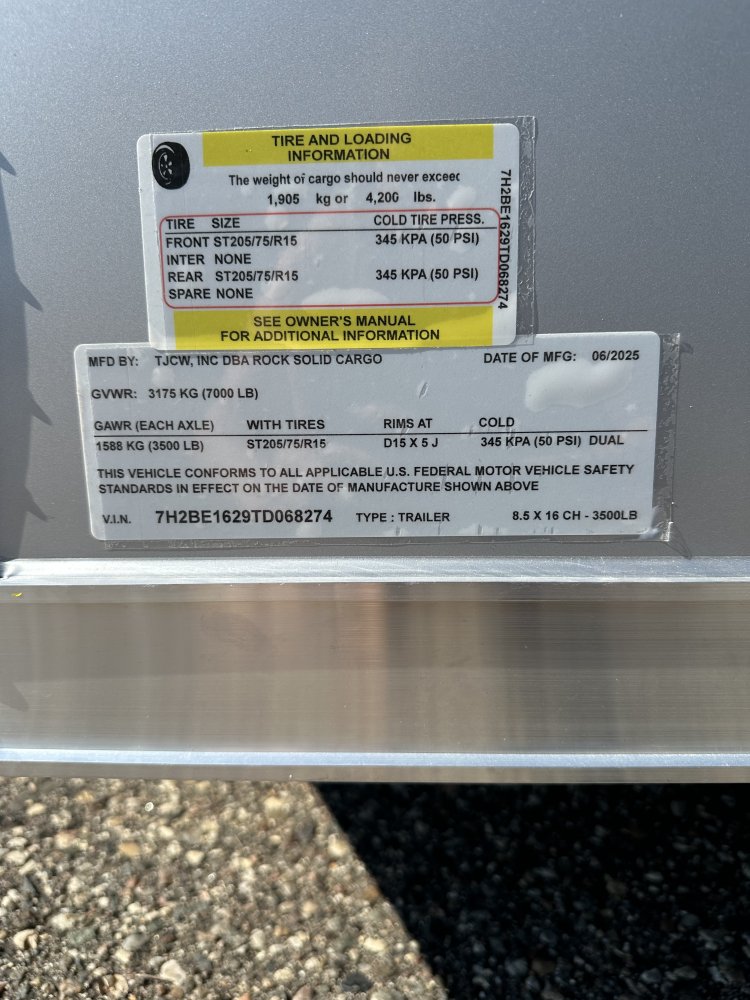 8.5'x16' Rock Solid Cargo Enclosed Cargo