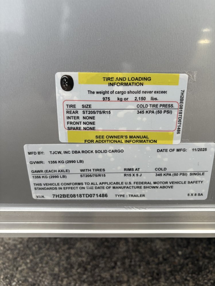 5'x8' Rock Solid Cargo Enclosed Cargo