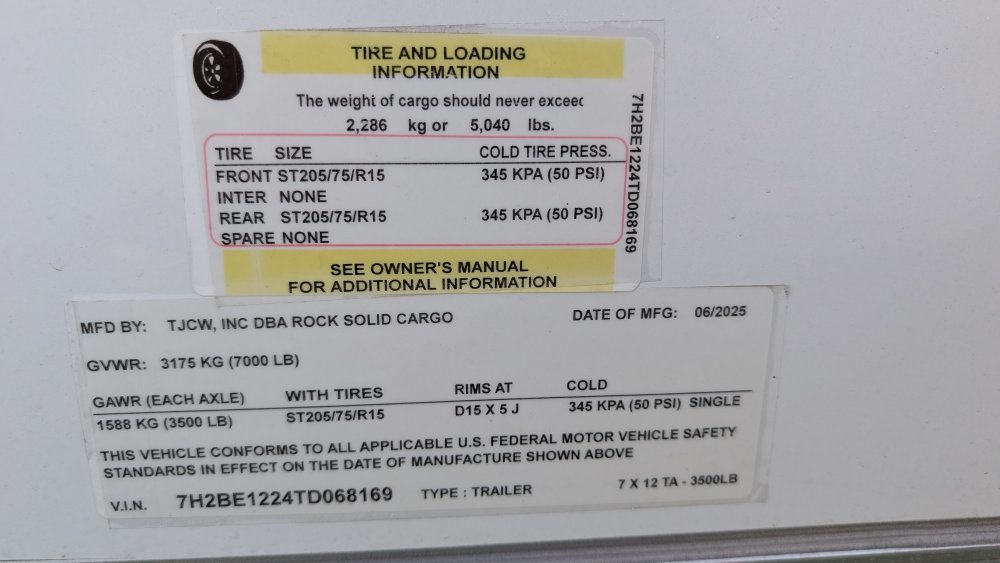 7'x12' Rock Solid Cargo Enclosed Cargo