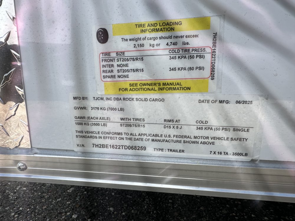 7'x16' Rock Solid Cargo Enclosed Cargo
