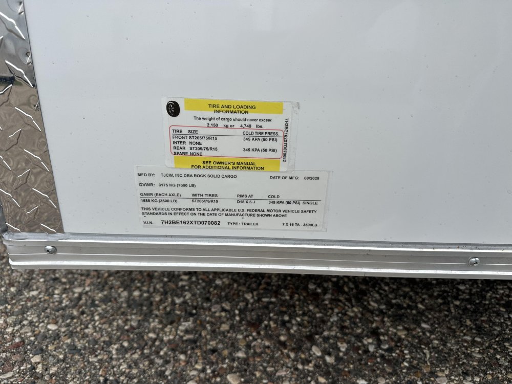 7'x16' Rock Solid Cargo Enclosed Cargo