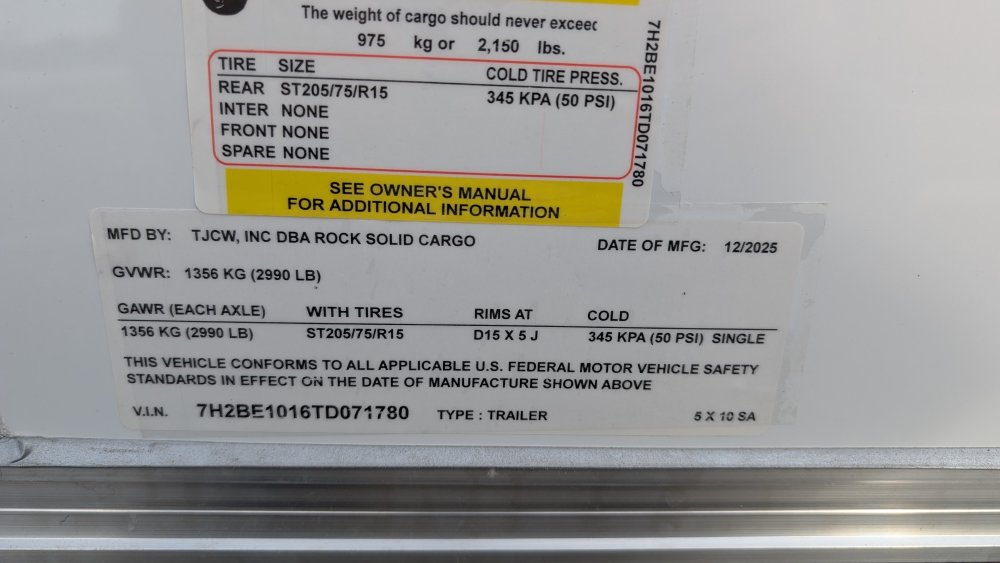 5'x10' Rock Solid Cargo Enclosed Cargo