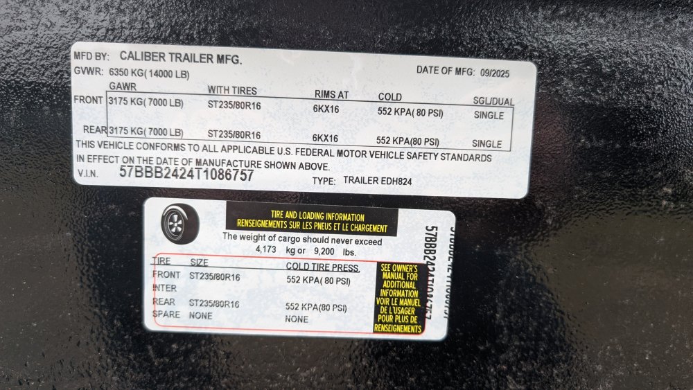 8' 6"x24' Caliber Equipment