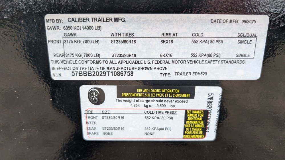 8' 6"x20' Caliber Equipment