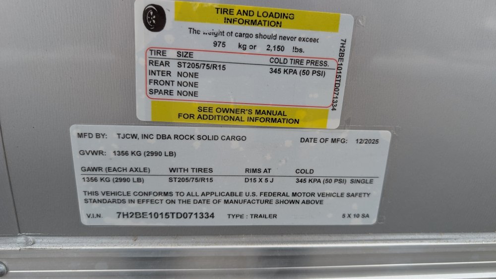 5'x10' Rock Solid Cargo Enclosed Cargo