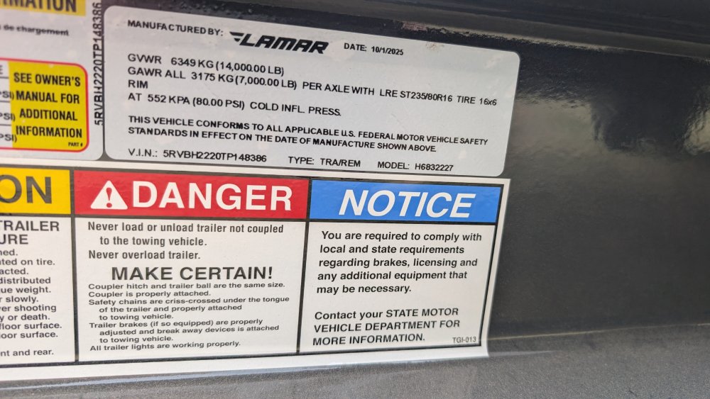 83"x22' LAMAR Equipment