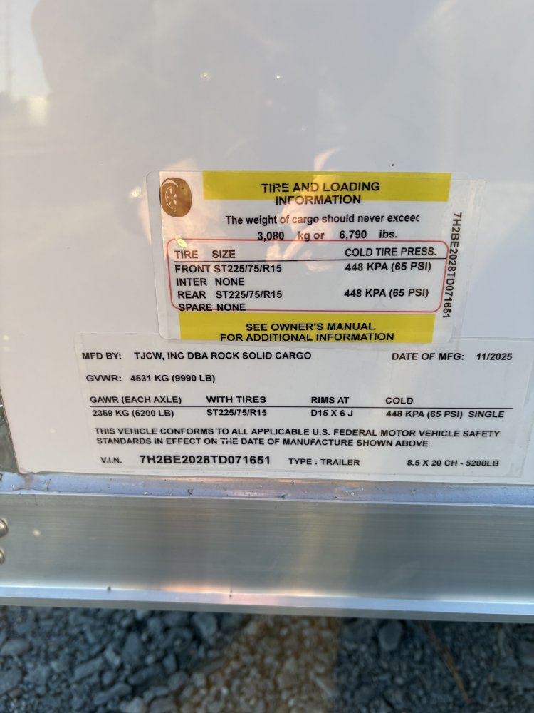 8' 6"x20' Rock Solid Cargo Enclosed Cargo