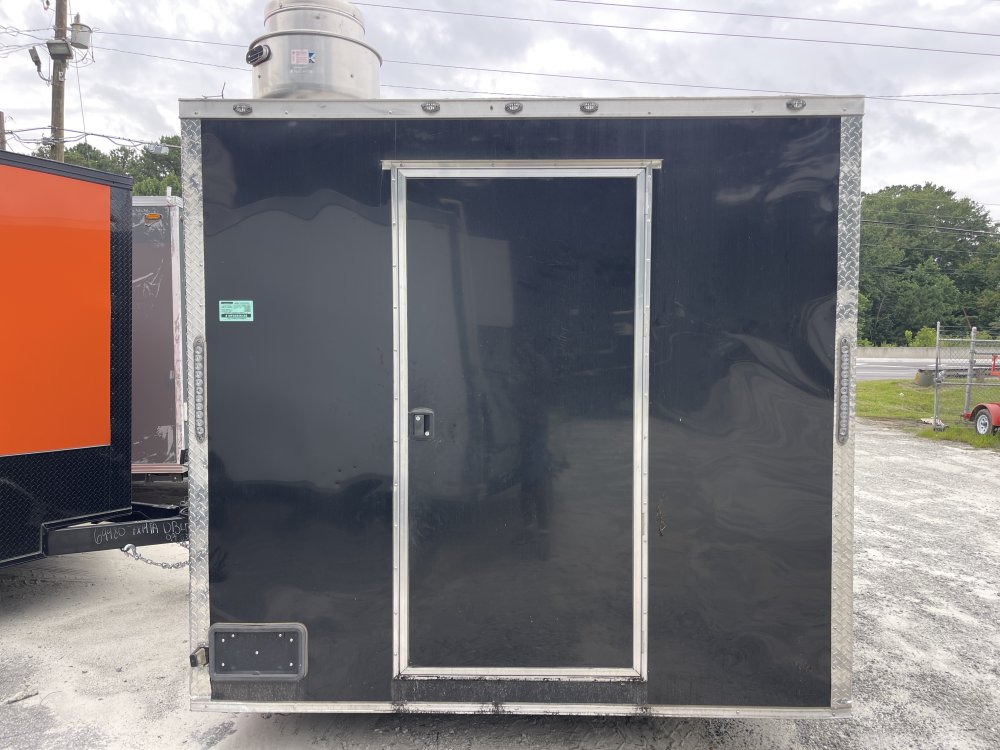 USED 8.5X10 Food Trailer W/ Hood Vent, Fryer, 4 Burner, Fire Suppression, Sink PKG, Refrigerator, Aw