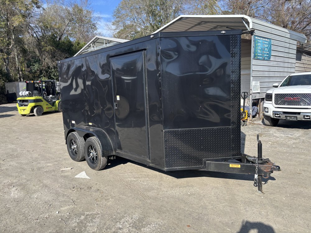 2023 Dino Cargo Used 6x12 Enclosed 6'3" Interior Height W/ Blackout Pkg Mag Wheels Side Door & Ramp