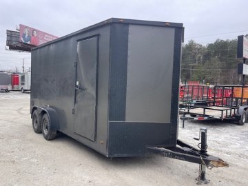2023 Freedom Trailers Used 7X16 Enclosed Trailer 7" Interior Height Blackout Package W/ Side Door & Ramp