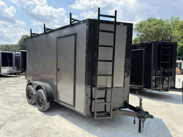 2026 J&C 6x12 Enclosed Trailer 6'6" Interior Height W/ Ladder Racks Blackout Pkg Side Door & Ramp