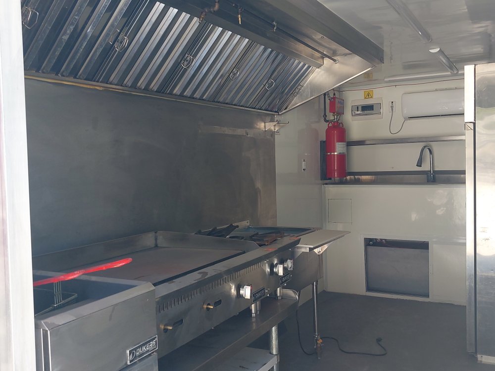 USED 8X16 Food Trailer W/ Hood Vent, Steam Table, Fryer, 2 Burner, Flat Top, Minisplit A/C, Triple Sink, Concession Window Other 2024 FUDT