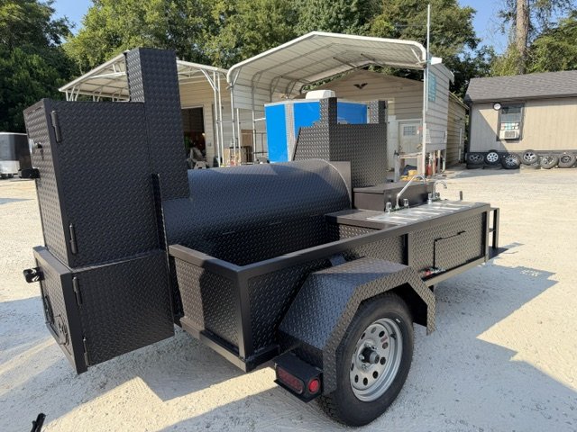 "A&A REAL DEAL - WET" 60" Reverse Flow Smoker, W/ Sinks, Grill, Rib Box, Insulated Firebox, Deep Fry