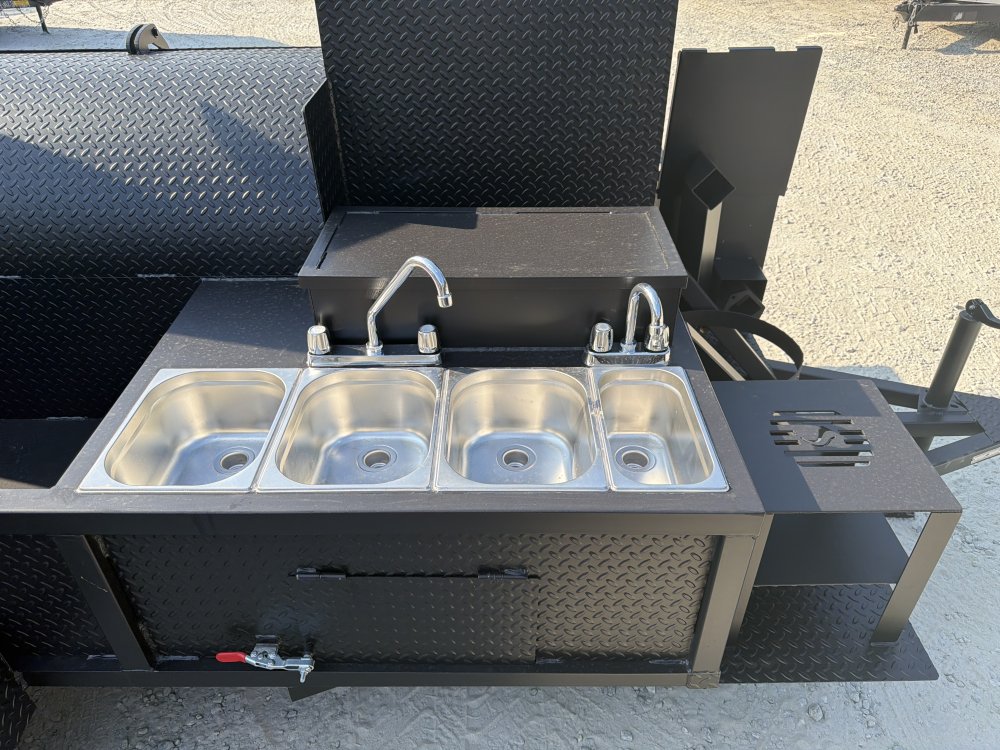 "A&A REAL DEAL - WET" 60" Reverse Flow Smoker, W/ Sinks, Grill, Rib Box, Insulated Firebox, Deep Fry