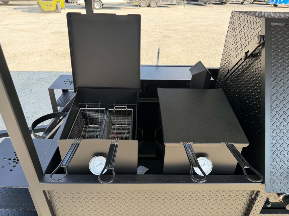 "A&A BIG PIG SMOKER N' MORE" - 72" SMOKER, GRIDDLE, SINK PKG, 2 FRYER STANDS, 2 DUAL BASKET FRYER, W