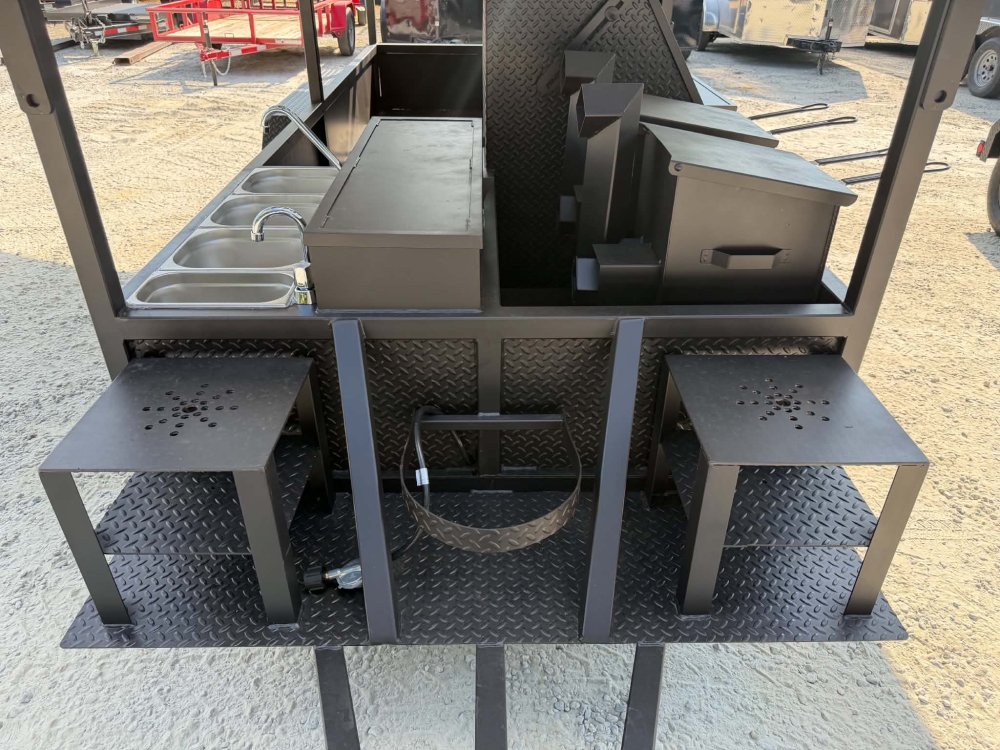 "A&A BIG PIG SMOKER N' MORE" - 72" SMOKER, GRIDDLE, SINK PKG, 2 FRYER STANDS, 2 DUAL BASKET FRYER, W