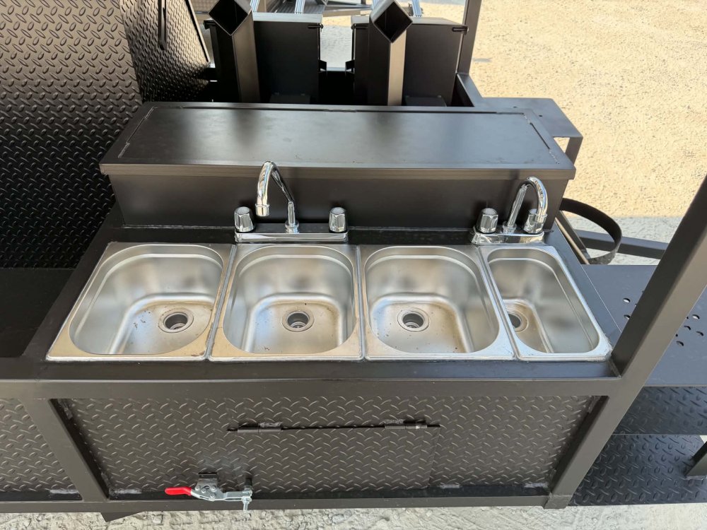 "A&A BIG PIG SMOKER N' MORE" - 72" SMOKER, GRIDDLE, SINK PKG, 2 FRYER STANDS, 2 DUAL BASKET FRYER, W