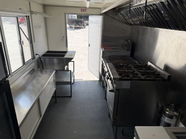USED 8X12 Food Trailer W/ Hood Vent, Fire Suppression, Mini Split, Griddle, Charbroiler, 4 Burner Ra