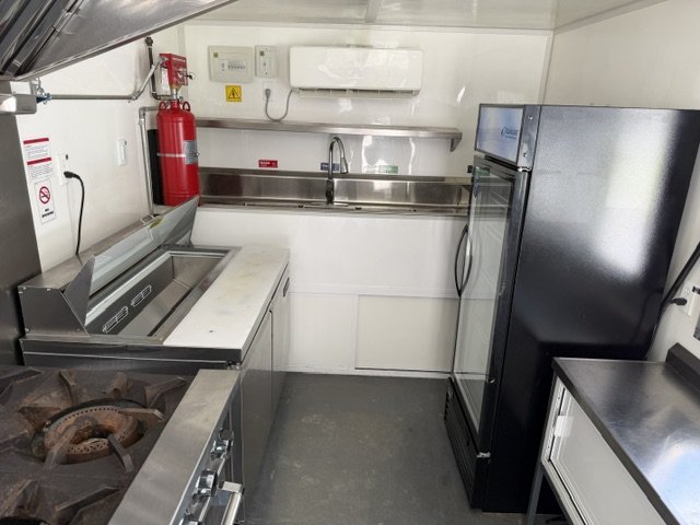USED 8X12 Food Trailer W/ Hood Vent, Fire Suppression, Mini Split, Griddle, Charbroiler, 4 Burner Ra
