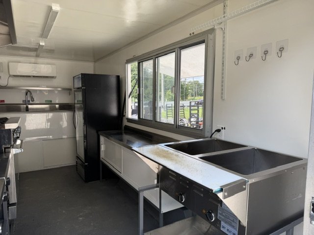 USED 8X12 Food Trailer W/ Hood Vent, Fire Suppression, Mini Split, Griddle, Charbroiler, 4 Burner Ra