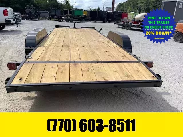 2026 7X20 Wood Floor Car Hauler W/ 2-3500LB Axles, Removable Driver Fender, 5' Foot Slide in Ramps