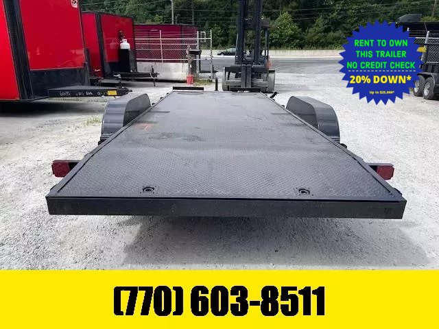 2026 7X20 Steel Floor Car Hauler W/ 2-5200LB Axles Winch Plate, Removable Driver Fender, 5' Foot Sli