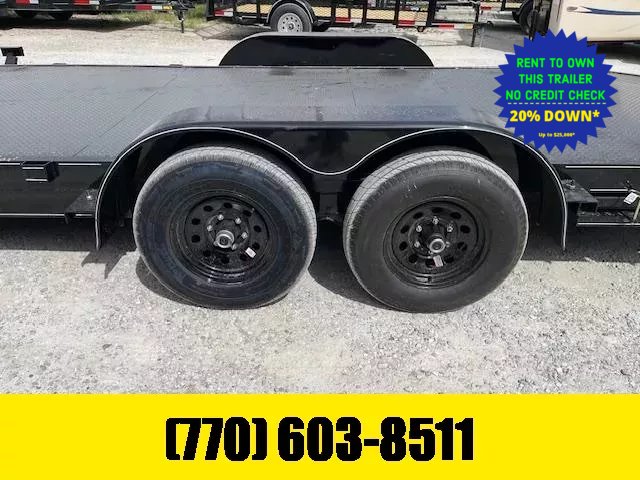 2026 7X20 Steel Floor Car Hauler W/ 2-5200LB Axles Winch Plate, Removable Driver Fender, 5' Foot Sli