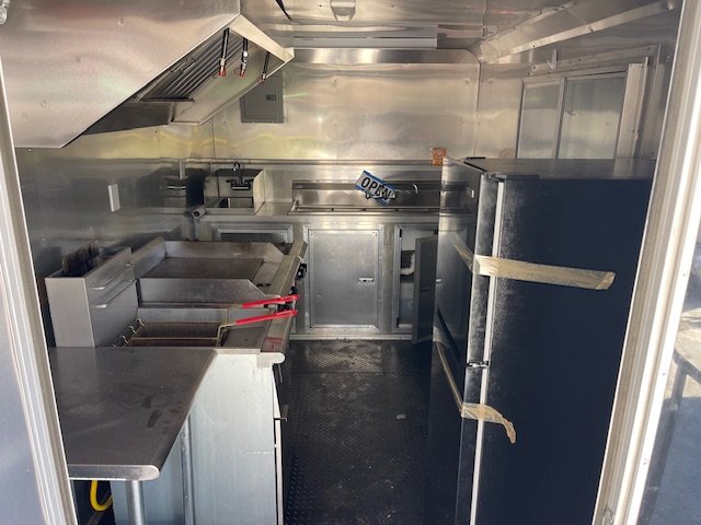 2024 Other 7x18 Used Concession W/ Porch, Fryer, Flat Top, 2 Eye Burner, Fridge, Triple Sink, Hand W
