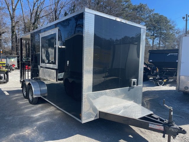 2024 Other 7x18 Used Concession W/ Porch, Fryer, Flat Top, 2 Eye Burner, Fridge, Triple Sink, Hand W