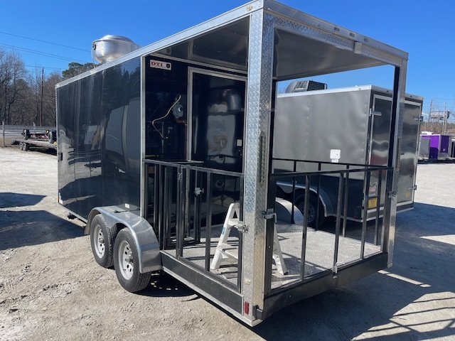 2024 Other 7x18 Used Concession W/ Porch, Fryer, Flat Top, 2 Eye Burner, Fridge, Triple Sink, Hand W