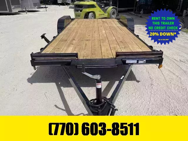 2026 7X20 Wood Floor Car Hauler W/ 2-3500LB Axles, Removable Driver Fender, 5' Foot Slide in Ramps