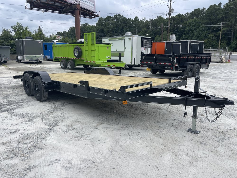 7X20 Wood Floor Car Hauler W/ 2-5200LB Axles, Removable Driver Fender, 5' Foot Slide in Ramps 2026