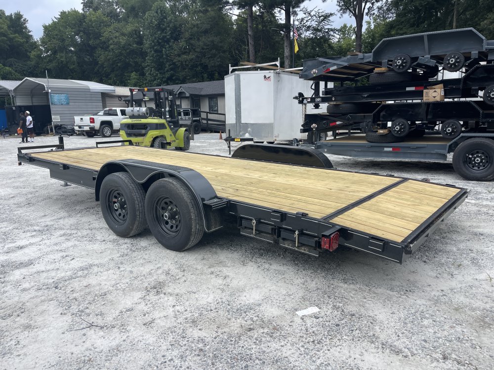 7X20 Wood Floor Car Hauler W/ 2-5200LB Axles, Removable Driver Fender, 5' Foot Slide in Ramps 2026