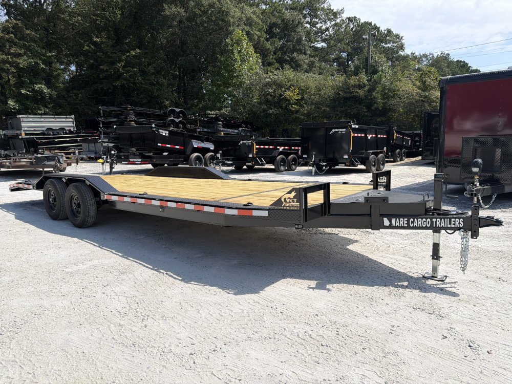 8.5X24 Wood Floor Car Hauler W/ 2-5200LB Axles, Driveover Fenders, 5' Foot Slide in Ramps 2027