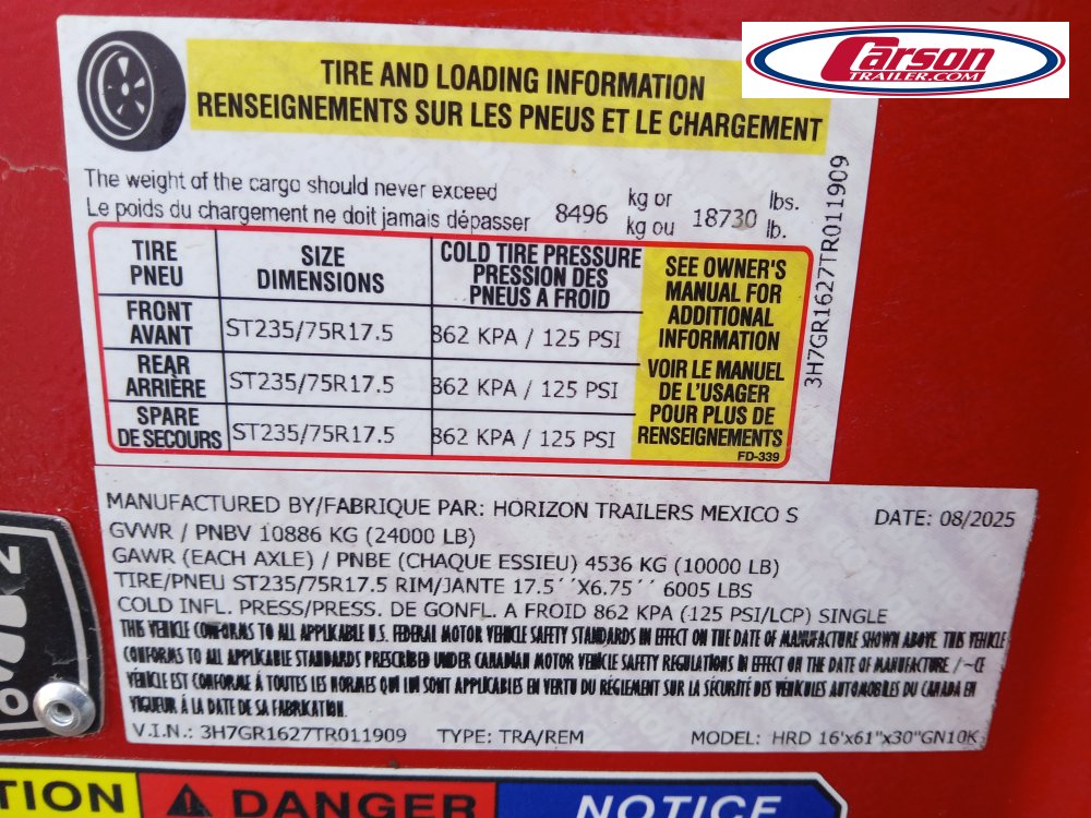 7x16 Horizon Trailer ROLL OFF TRAILER