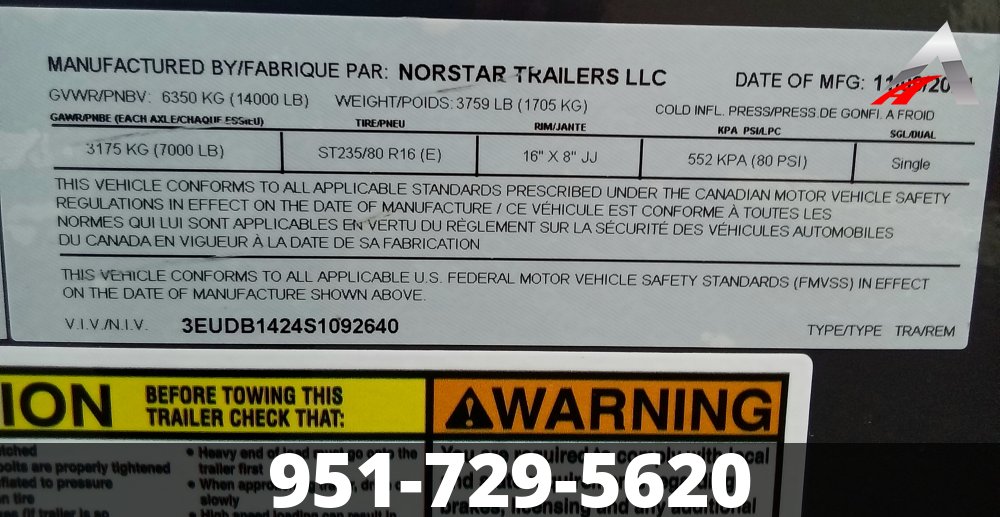 2025 NORSTAR 83"X14' 14K DUMP TRAILER