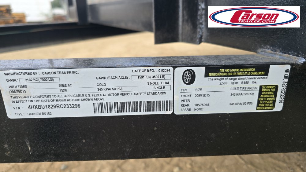 82x18 Carson Trailer Utility