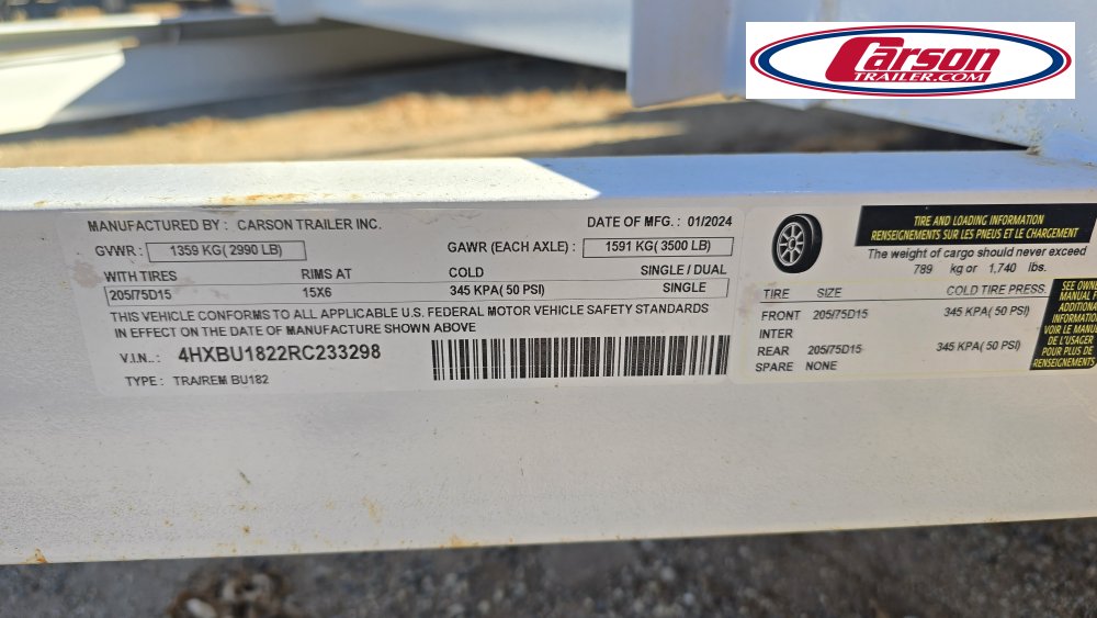 82x18 Carson Trailer Utility