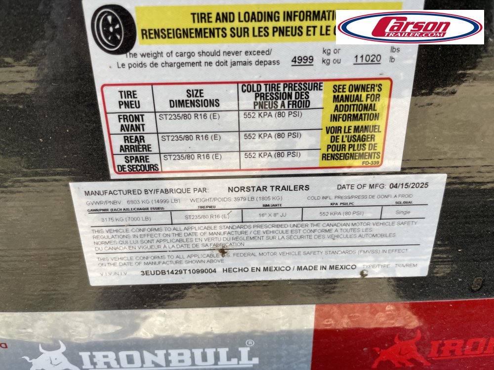 83x14 Iron Bull ROLL OFF TRAILER