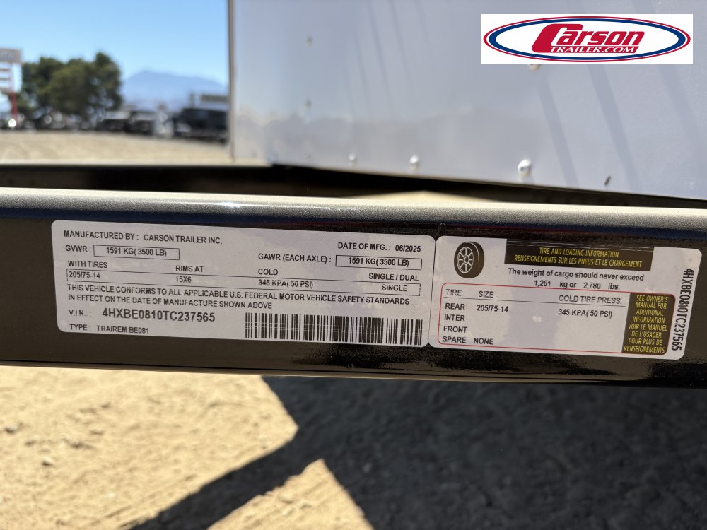 60x8 Carson Trailer Enclosed Cargo