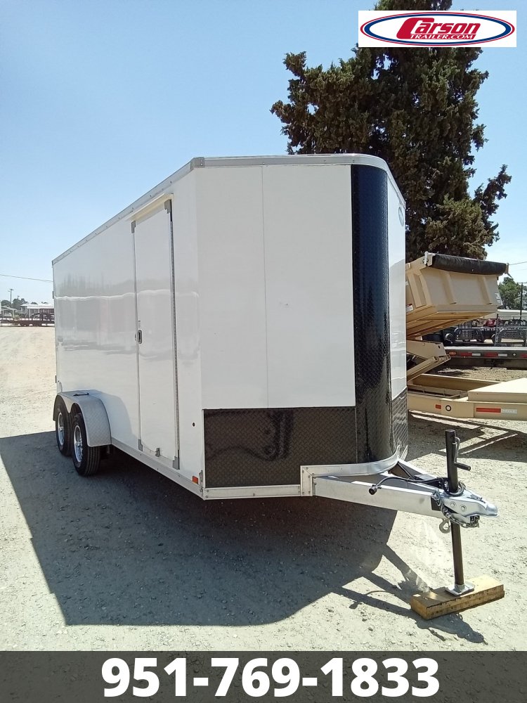 USED 2022 EVERLITE ALUMINUM 7' X 16' ENCLOSED V-NOSE CARGO TRAILER