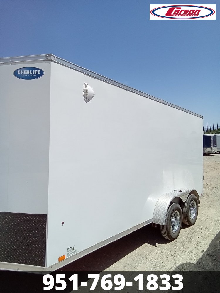 USED 2022 EVERLITE ALUMINUM 7' X 16' ENCLOSED V-NOSE CARGO TRAILER