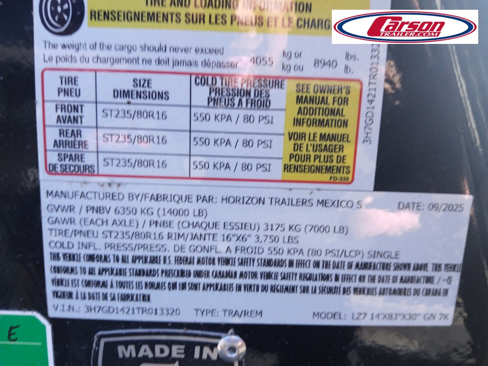 83x14 Horizon Trailer Dump