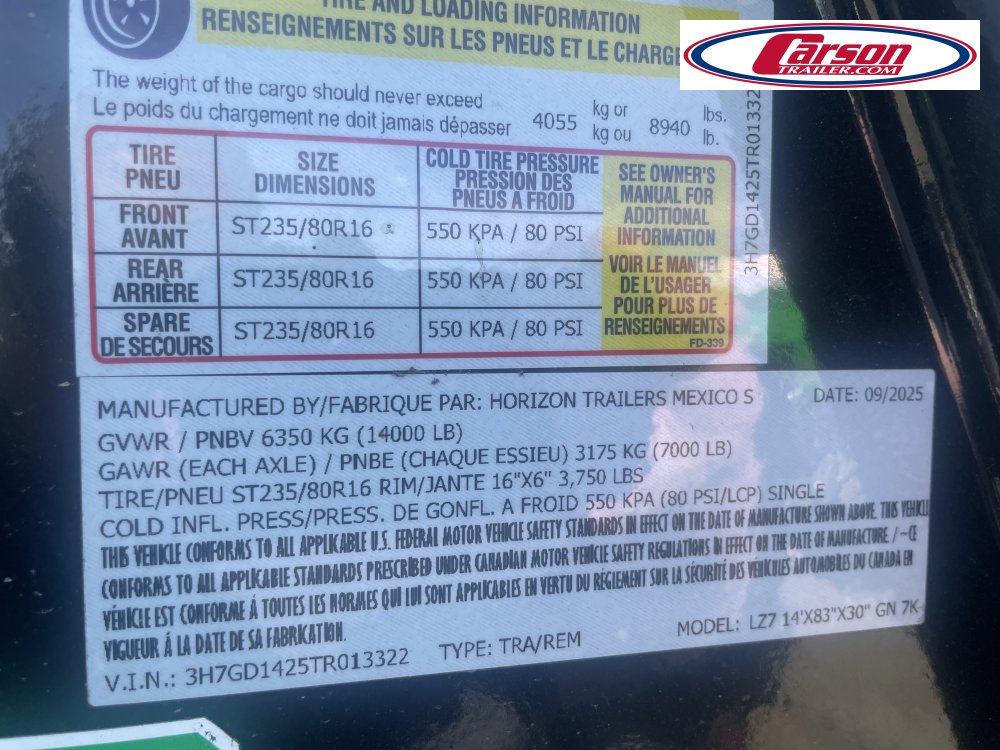 83x14 Horizon Trailer Dump