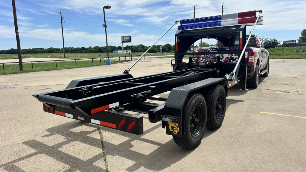 16FT 20K GVWR Gooseneck Roll-Off Trailer | Wireless Remote | Hydraulic Jacks | Auto Tarp
