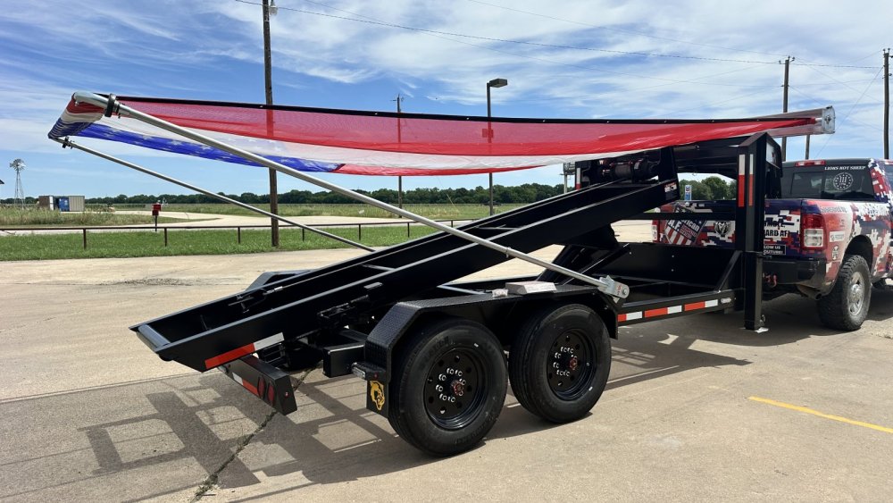 16FT 20K GVWR Gooseneck Roll-Off Trailer | Wireless Remote | Hydraulic Jacks | Auto Tarp