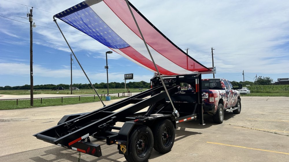 16FT 20K GVWR Gooseneck Roll-Off Trailer | Wireless Remote | Hydraulic Jacks | Auto Tarp