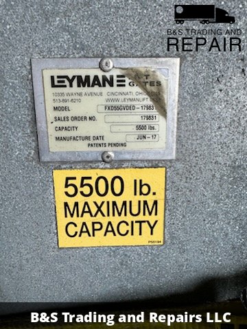 2018 Leyman 5,500LB Lift Gate Assembly
