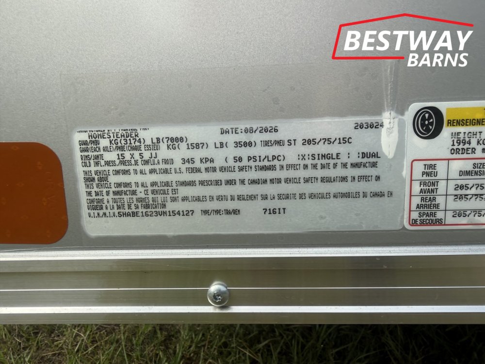 New 2027 HOMESTEADER 7x16 Enclosed Cargo