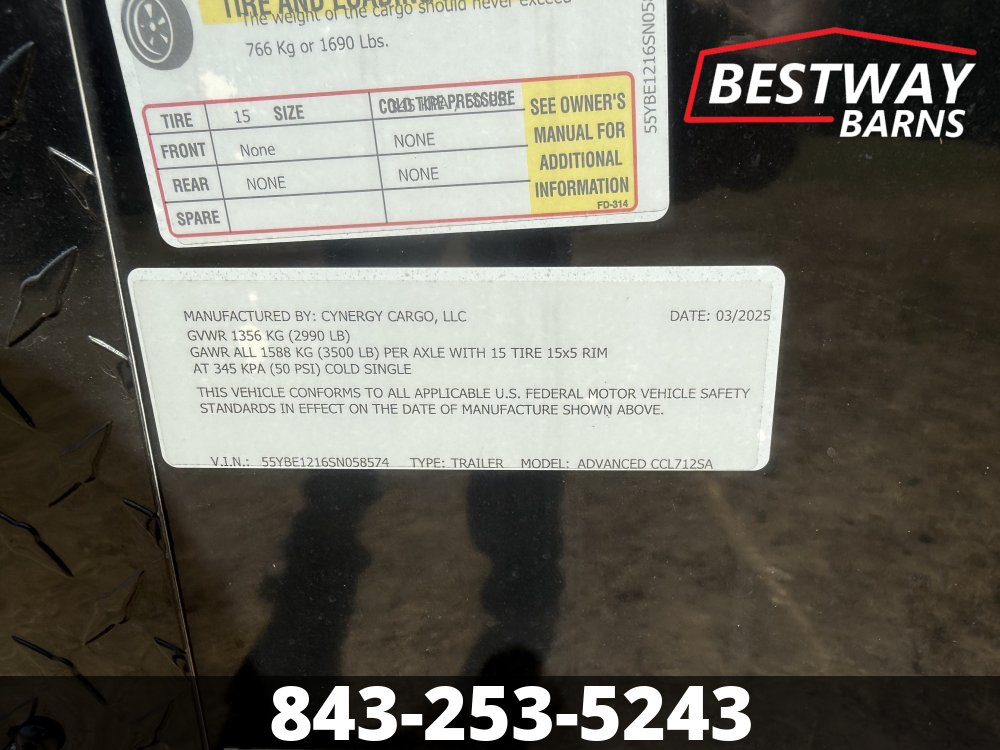 REPO 2025 CYNERGY CARGO 6 X 12 Enclosed Cargo